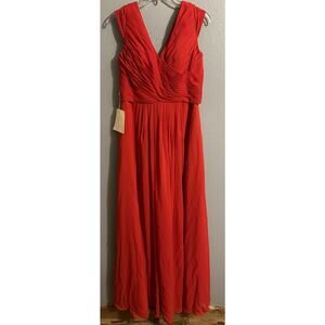 LanTang Womens Bride Size 12 Red Floor Length Formal Gown Prom Elegant